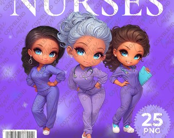 Nurses Clipart: Medical Staff PNG Illustrations (Digital Download)