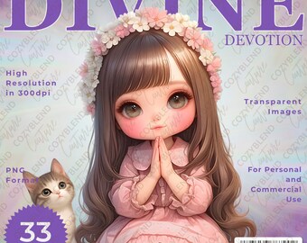 Praying Girl Clipart: Divine PNG Artwork (Digital Download)