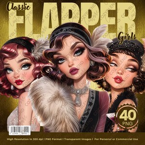 Flapper Girls Clipart: 1920s Fashion Illustrations (PNG)