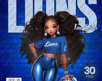 Lions Fan Girls Clipart: Detroit Football Cheerleaders (PNG)