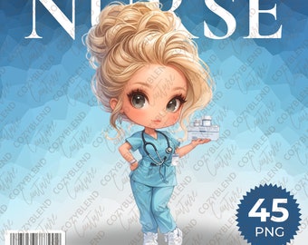 Nurse Chibi Cliparts, Medical Planner, Digital Download, PNG