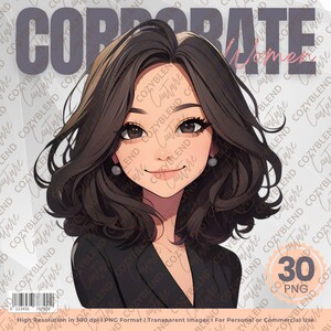 Corporate Women Clipart, Stylish Office Lady Illustrations PNG, Digital Art, Workplace Decor, Marketing Materials & Educational Tools