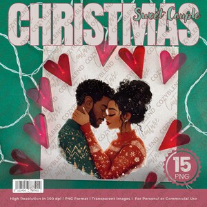 Weihnachten süßes Paar Clipart, festliche Liebe Illustrationen, PNG-Format, Scrapbooking, Aufkleber, romantische Feiertage Karten, DIY Handwerk.