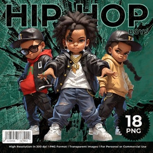 Hip-Hop Boys Clipart, Trendy Urban Illustrations PNG, High-Quality Digital Download, Perfect for Scrapbooking, Cards, DIY Projects