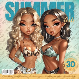 Summer Girls Clipart: Fun in the Sun PNG (Digital Download)