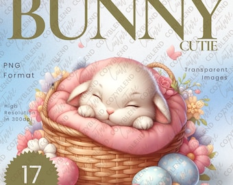 Easter Bunny Clipart Bundle: Transparent PNG Graphics (Commercial Use)