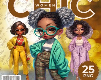Chic Women Clipart: Fashion Girl PNG Illustrations (Digital Download)