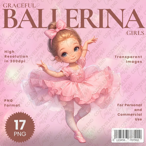 Graceful Ballerina Girls Clipart - Elegant Dancers in Tutus - Instant Download Digital Art