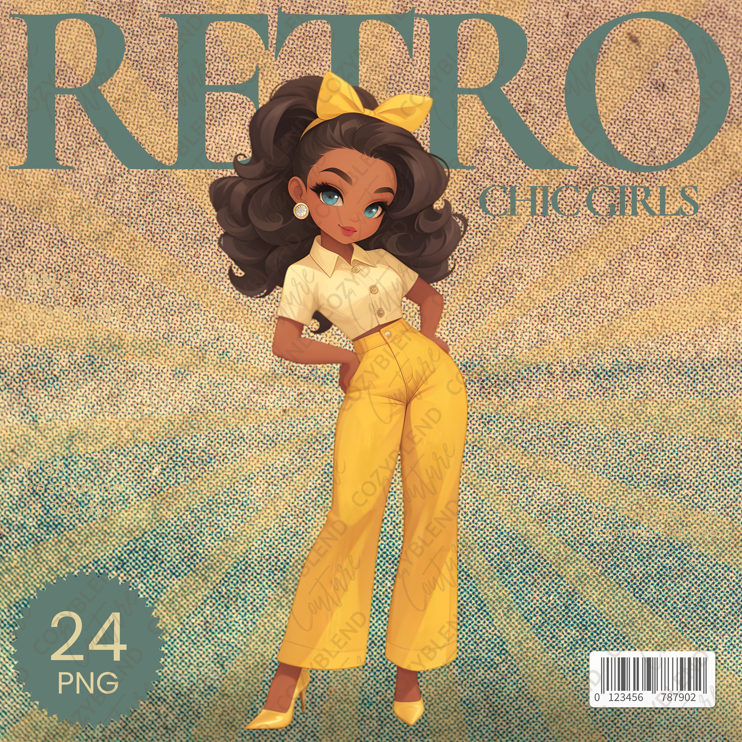 Retro Chic Girls Clipart - Fashionable Vintage Beauties for Timeless Creations - Instant Download Digital Art