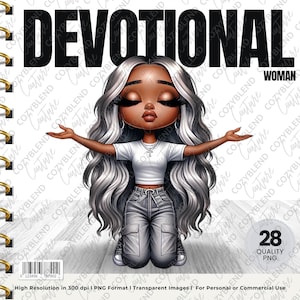 Devotional Woman Clipart Bundle: Religious PNG Images (Digital Download)