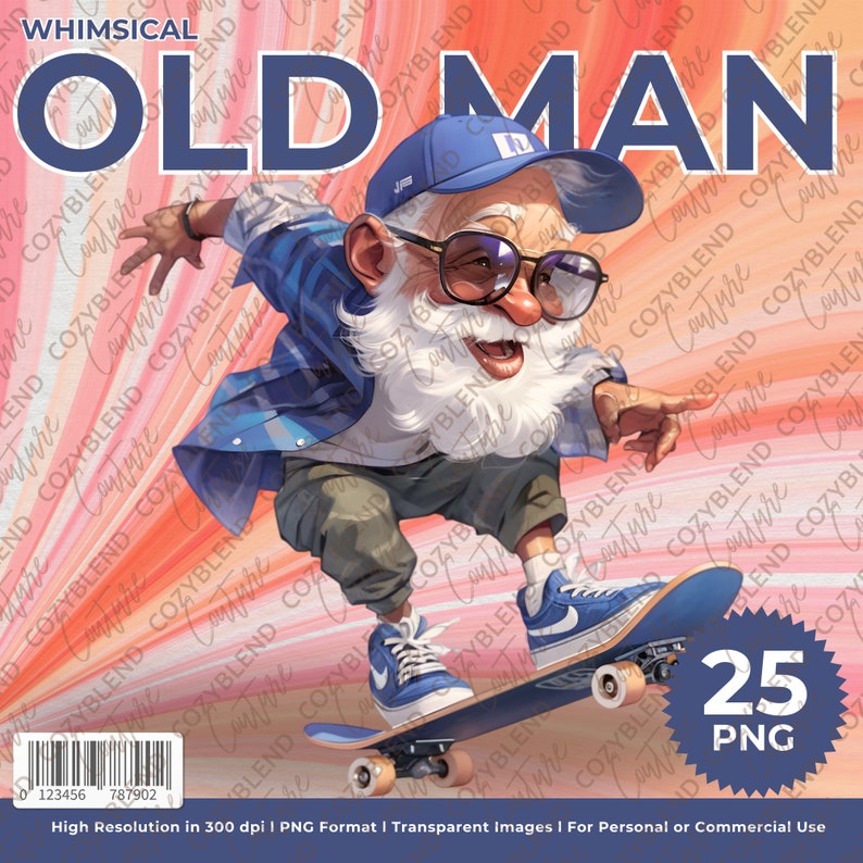 Whimsical Grandpa Clipart: Funny Old Man PNG (digital Download) - Etsy