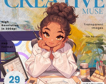 Creative Muse Clipart: Girl Designer PNG Art (Digital Download)