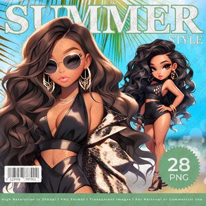 Summer Style Clipart: Curvy Fashion Girls PNG (Digital Download)