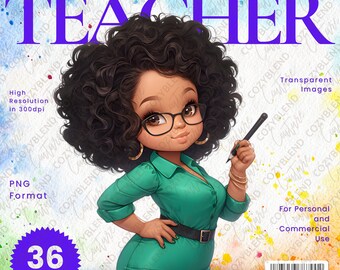 Clipart de profesor superhéroe: gráfico dinámico para diseños educativos inspiradores: descarga instantánea de arte digital