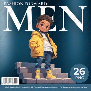 Fashion Forward Men Clipart - Trendy Illustrations for Men&#39;s Fashion Designs - Instant Download Digital Art