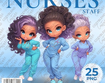 Nurse Staff Clipart: Medical Workers PNG (Digital Download)