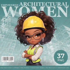 Clipart di donne architettoniche potenziate - Ingegneri e architetti stimolanti in diverse professioni - Arte digitale con download istantaneo