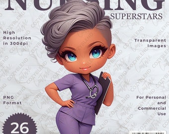 Nursing Superstars Clipart - Skilled Healthcare Professionals for Your Designs - Instant Download Digital Art