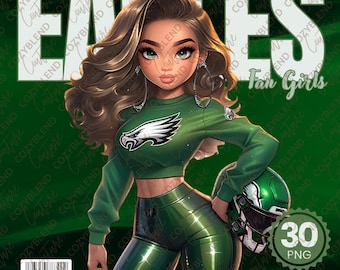 Eagles Fan Girls Clipart: Philly Football PNGs (Digital Download)