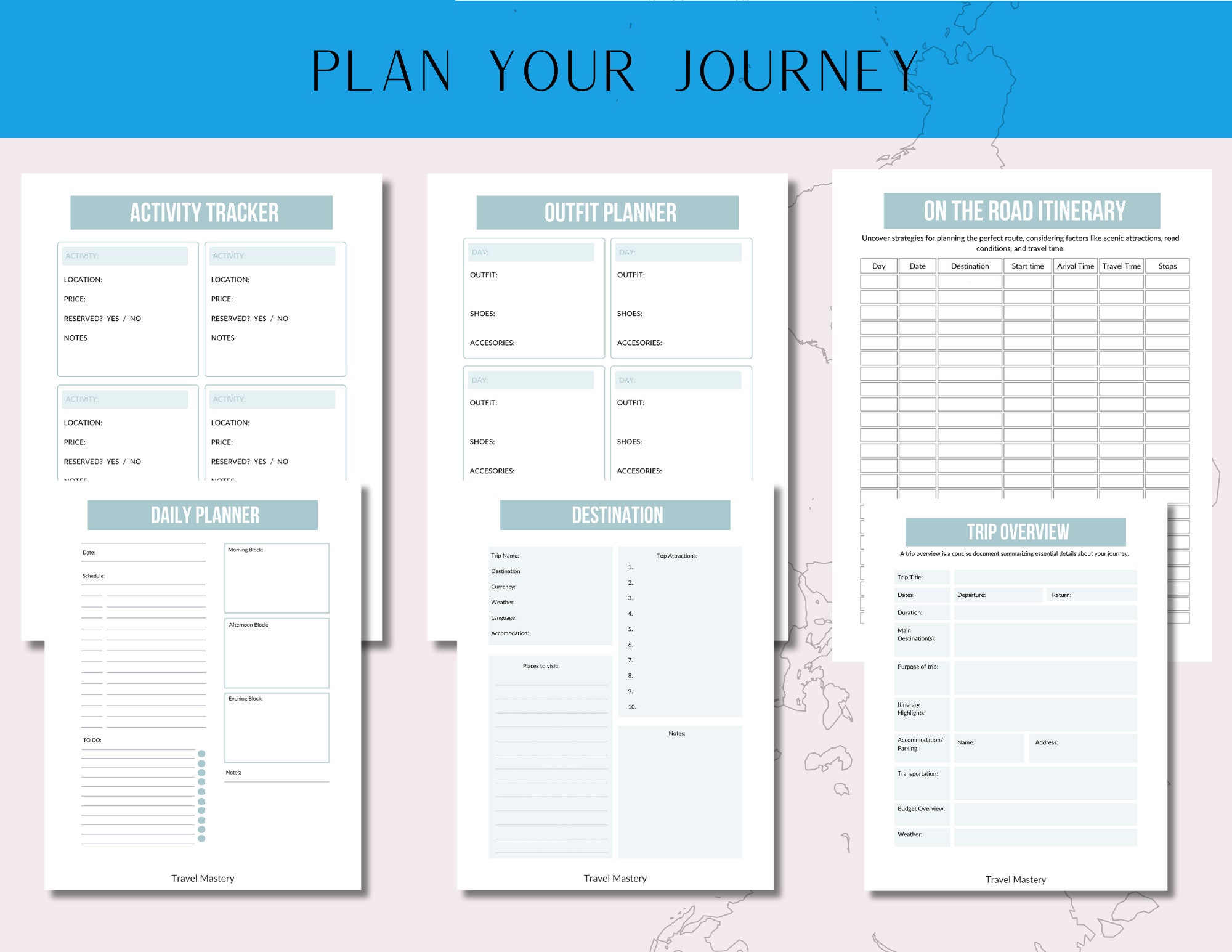 RV Travel Journal 32 Page Planner Itinerary, Road Trip Travel Journal