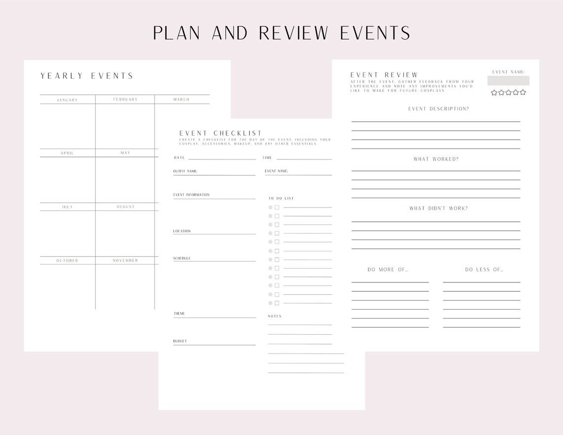 Cosplay Planner Digital Print Event Time Tracking Project Planner ...