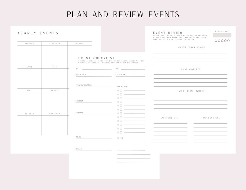 Cosplay Planner Digital Print Event Time Tracking Project Planner ...