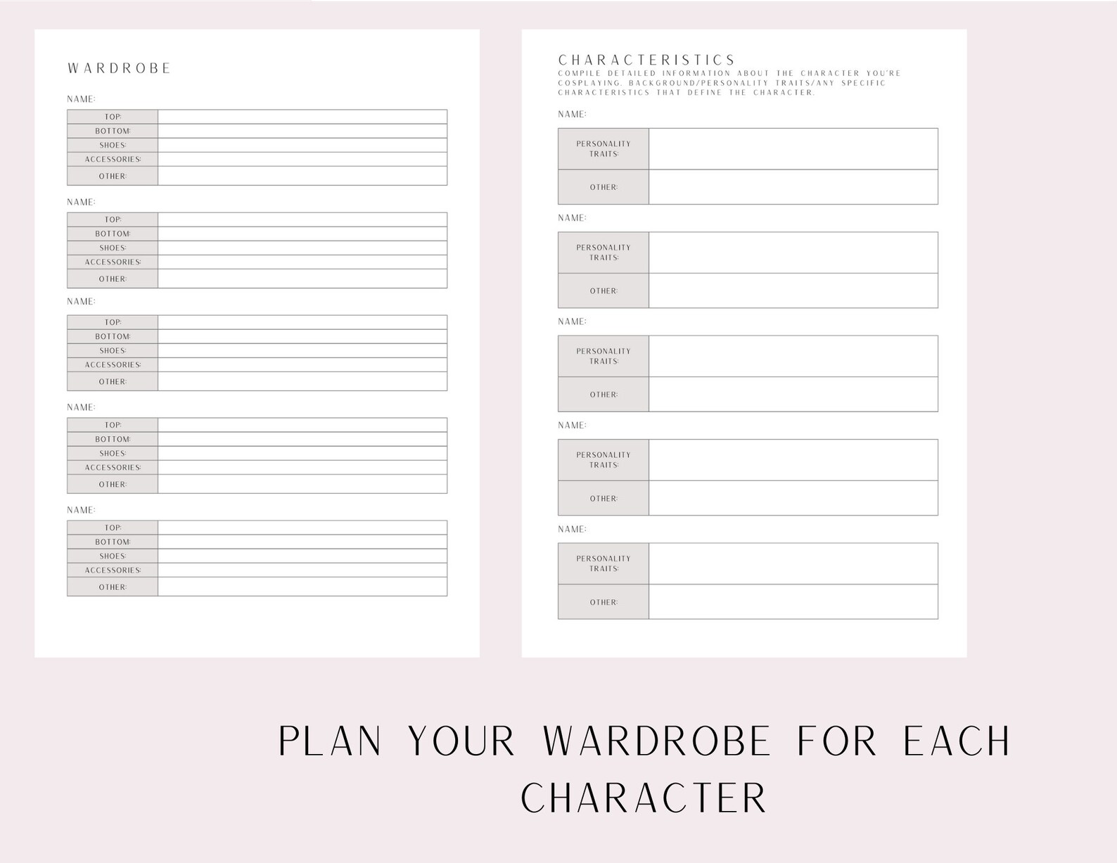 Cosplay Planner Digital Print Event Time Tracking Project Planner ...
