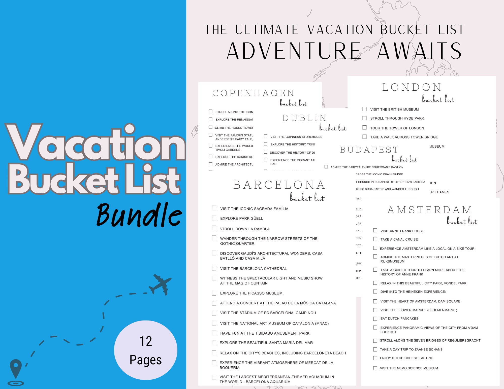 12 destinations bucket list travel bucket list printable digital dream