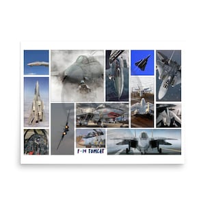 F-14 Tomcat Fighter Jet Collage Art Print: Aviation Poster