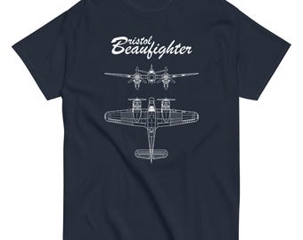 Bristol Beaufighter WW2 Bomber T-Shirt – Clean Design British Aircraft Tee – Historic Aviation Gift for RAF & Warbird Fans