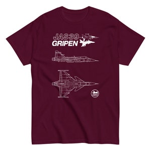 Saab JAS 39 Gripen Fighter Jet T-Shirt – Swedish Aircraft Views & Badge – Clean Design Military Aviation Gift for Jet Fans