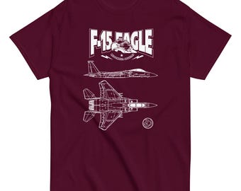 F-15 Eagle T-Shirt: American Fighter Jet Blueprint Design