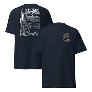 F-14 Tomcat Legendary Fighter Jet Embroidered Badge & Blueprint T-Shirt