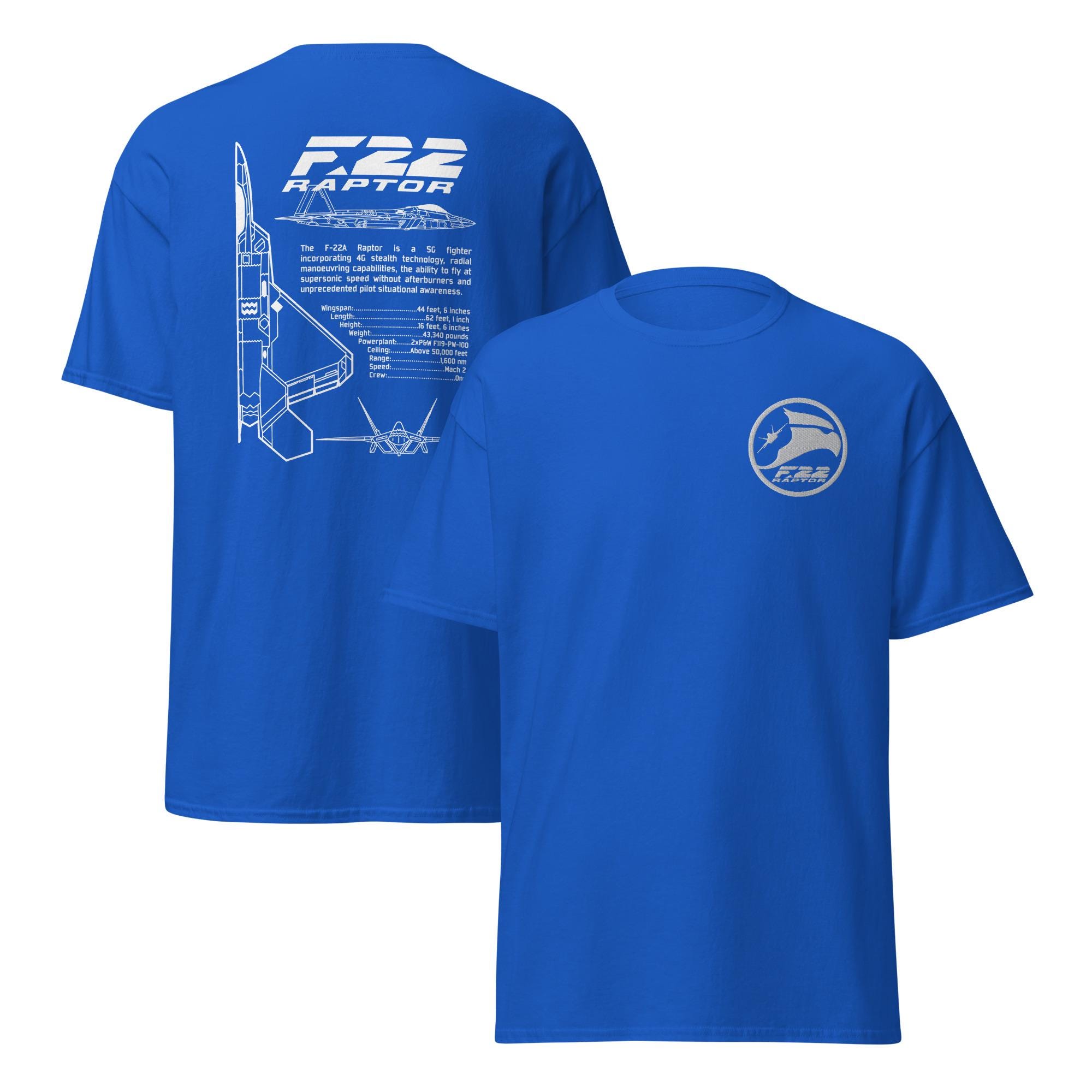 F-22 Raptor T-Shirt: Embroidered Stealth Jet, Aviation Gift