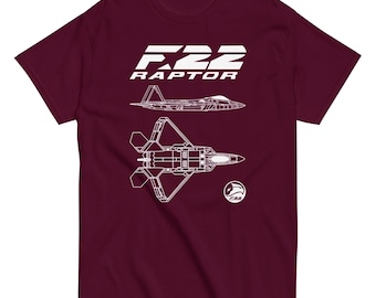 F-22 Raptor Fighter Jet T-Shirt – Stealth Aircraft Views & Badge Print – Military Aviation Shirt for USAF Fans and Jet Enthusiasts