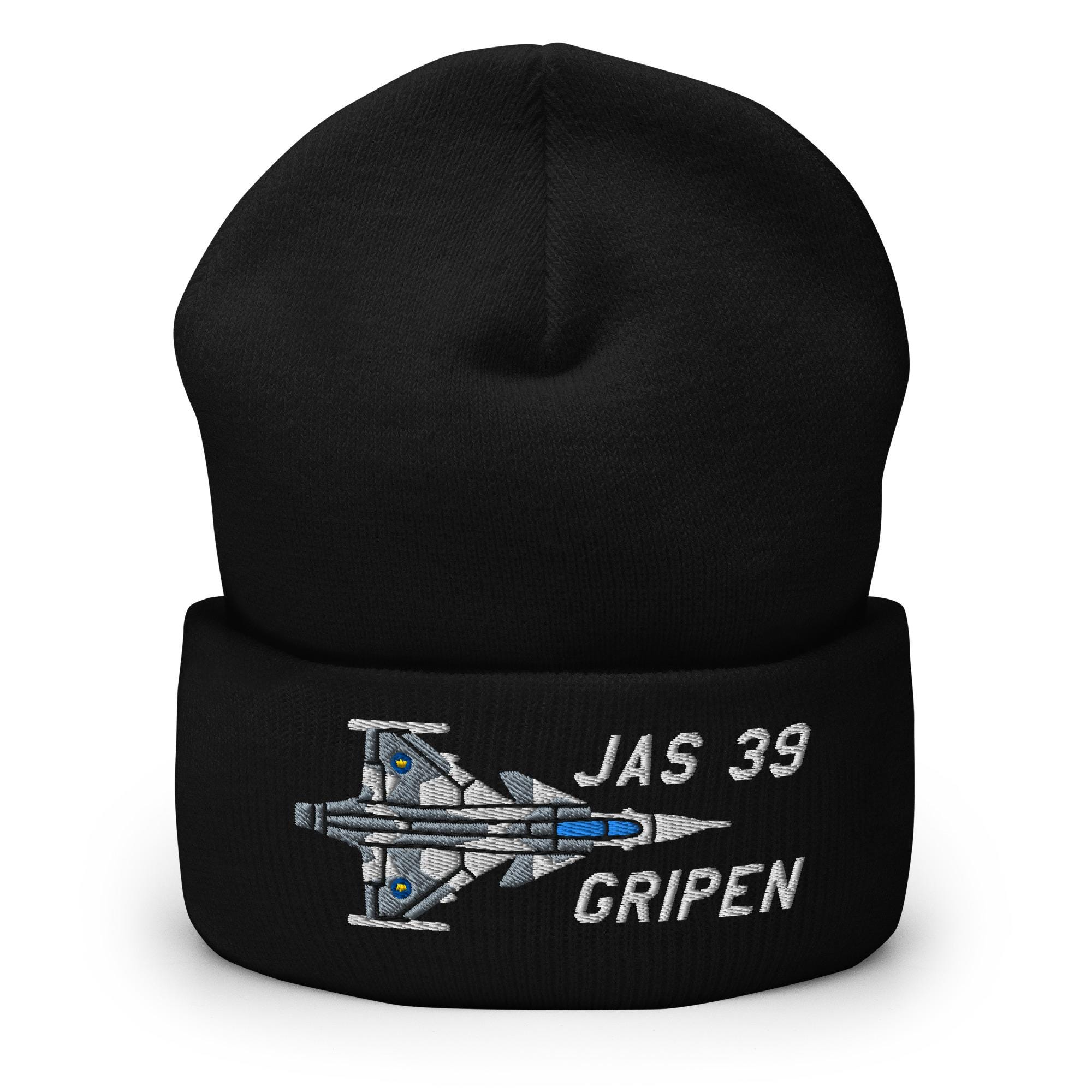 Saab JAS 39 Gripen Swedish Fighter Jet Embroidery Cuffed Beanie