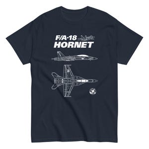 F/A-18 Hornet Fighter Jet T-Shirt – Sleek Aircraft Views & Badge – Military Aviation Gift for Pilots, Navy and Jet Enthusiasts