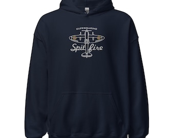Spitfire WW2 Classical British Aircraft Chest Large Embroidery Hoodie