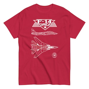 F-14 Tomcat Iconic American Fighter Jet Clean Design T-Shirt Sleek Views Styled Aircraft Name Badge Print At Front