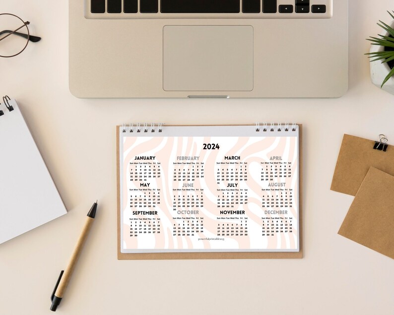 2024 Desk Calendar Bundle, 2024 Monthly Calendar Printable, Quotes