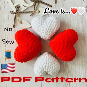 HÄKELANLEITUNG & VIDEO. Nr Sew Crochet Herz Pdf. Valentinstag-Muster. Muttertagsgeschenk. Handgefertigtes Plüsch-Herz. Englische Nähanleitung