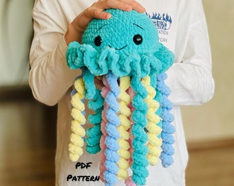 Jellyfish Сrochet  Pattern, No Sew jellyfish Amigurumi PATTERN, Ocean animal crochet pattern, Crochet Pattern PDF