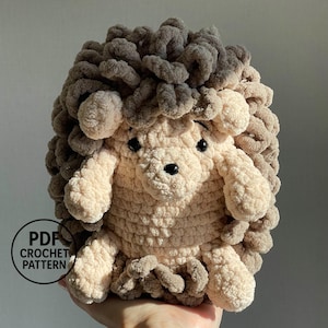 Hedgehog Crochet Pattern. Plush Stuffed Animal PDF. Large Amigurumi Toy Tutorial. Eassy Crochet Pattern