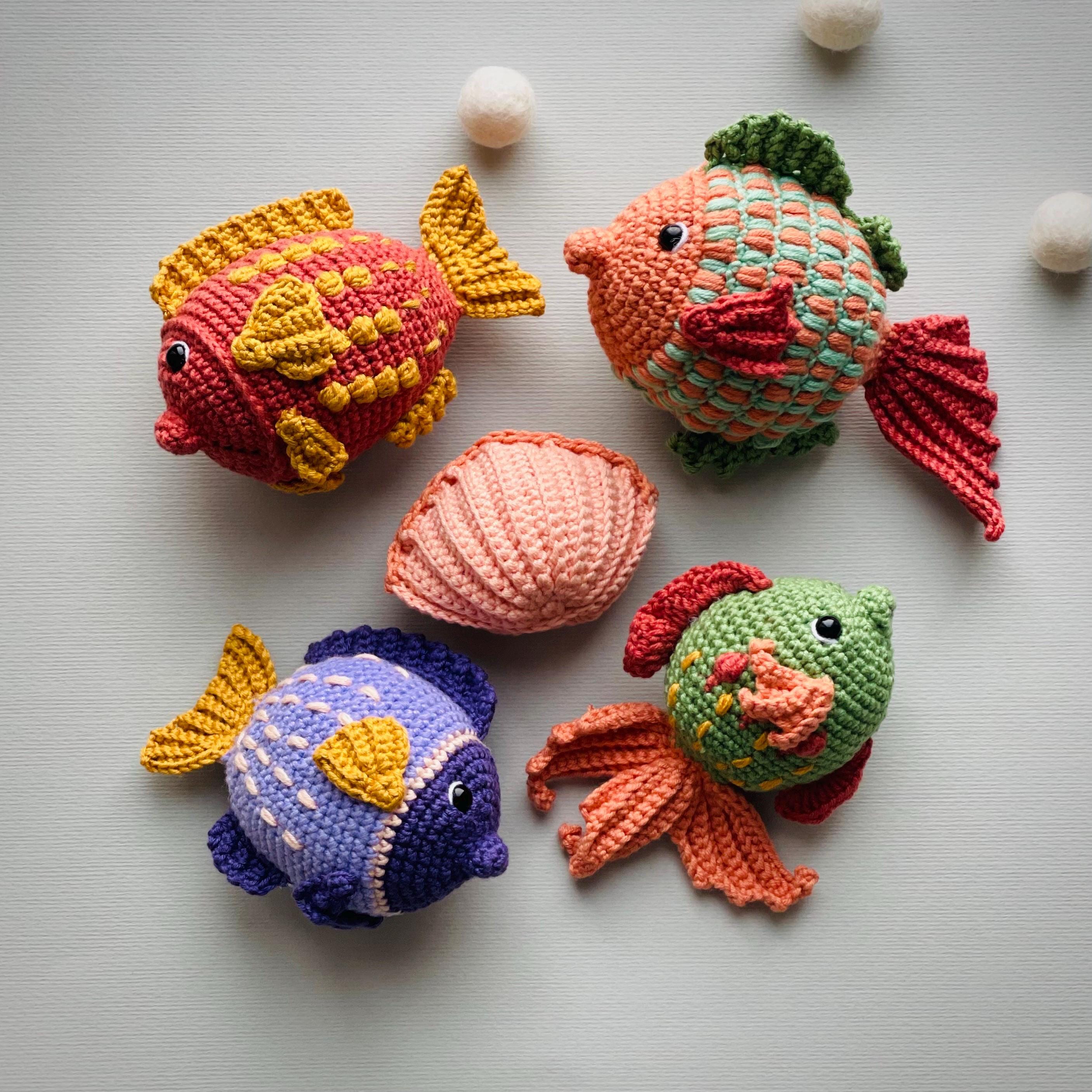 水族館の大きなかぎ針編みパターンPDF：熱帯サンゴ礁の魚。海の生き物