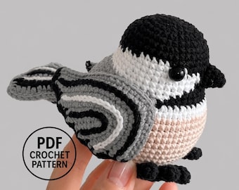 Black-capped Chickadee Crochet Pattern. Amigurumi Bird PDF. Woodland Animal. Forest Decor. Shelf Sitter. Easy Crochet Gift