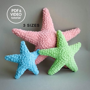 Starfish Crochet Pattern. Amigurumi Plush Sea Star DIY. Ocean Animals. PDF & Video Tutorial