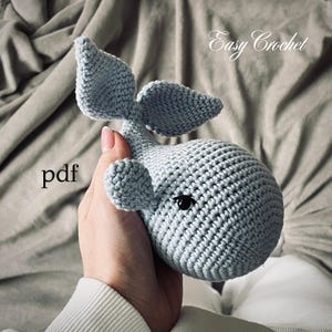 Crochet Whale Pattern, DIY Ocean Animal Crochet Pattern, Crochet amigurumi toy, English Pattern PDF, Baby shower Whale, Christmas gift