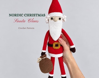 Christmas Santa Crochet Pattern. Santa Claus Amigurumi PDF. Nordic Christmas Decor. Scandinavian Crochet Toy. Handmade Holiday Toys