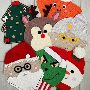 Christmas Crochet Placemat Pattern: Santa, Snowman, Grinch & More. DIY Decor Table (PDF Download)