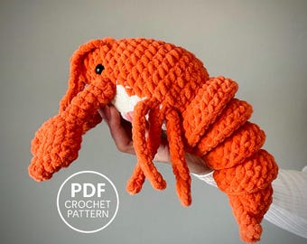 Crawfish Amigurumi Crochet Pattern PDF. Sea Life Crochet Animals Tutorial. DIY Plushi Toy